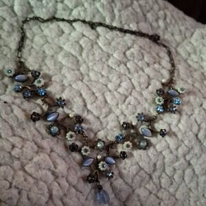 Vintage Avon Elegant Floral Necklace with Blue Accents